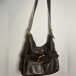 Burberry Chocolate Brown Leather Hobo Bag